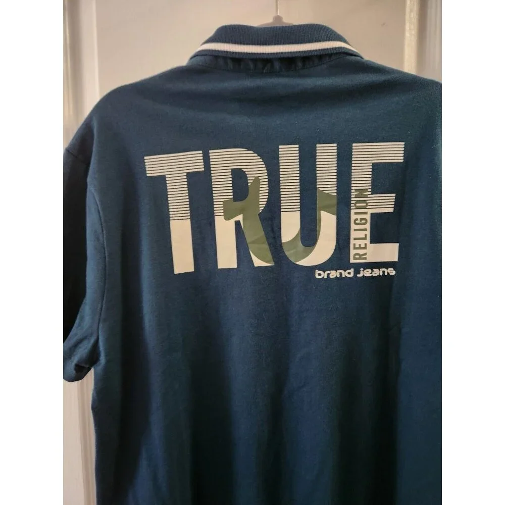 True Religion Polo Shirt Mens‎ Green Short Sleeve Collared Neck Classic Size M